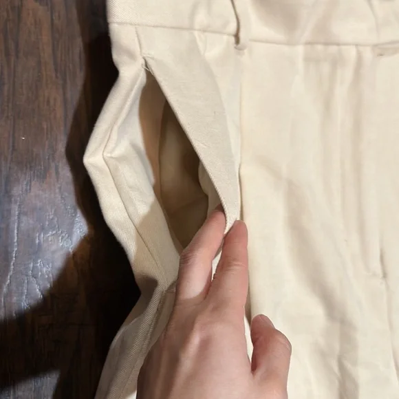 Free People High Rise Pia Dad Pleated Trouser Pants Size 12 Color Cream - Picture 6 of 10